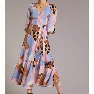 NWT Anthropologie Bloom Wrap Midi Dress